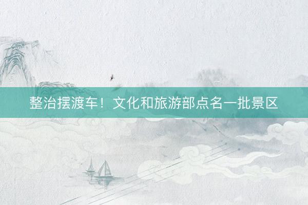 整治摆渡车！文化和旅游部点名一批景区