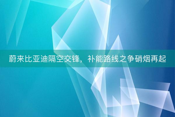 蔚来比亚迪隔空交锋，补能路线之争硝烟再起