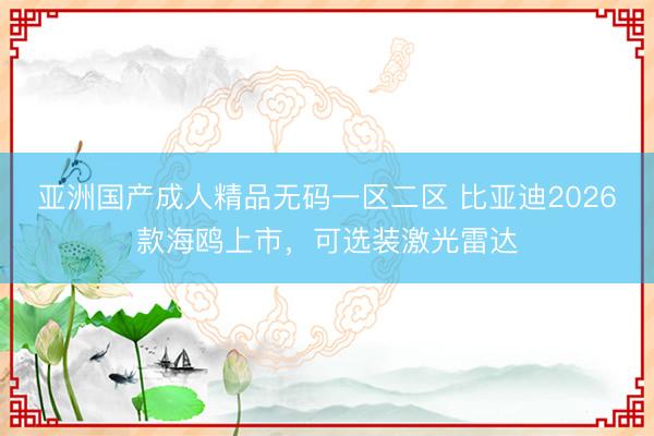 亚洲国产成人精品无码一区二区 比亚迪2026款海鸥上市，可选装激光雷达