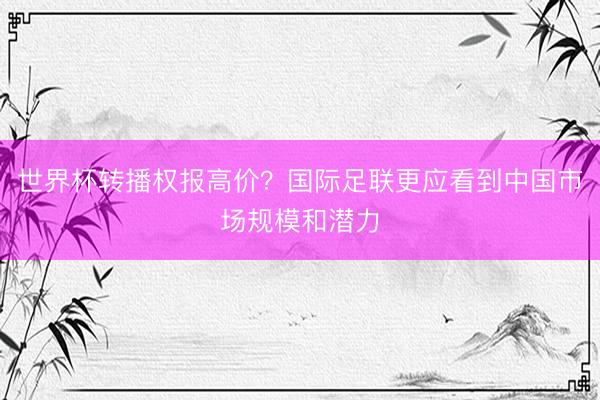 世界杯转播权报高价？国际足联更应看到中国市场规模和潜力