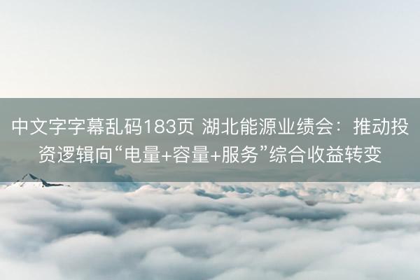 中文字字幕乱码183页 湖北能源业绩会：推动投资逻辑向“电量+容量+服务”综合收益转变