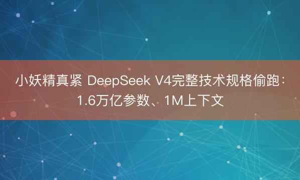 小妖精真紧 DeepSeek V4完整技术规格偷跑：1.6万亿参数、1M上下文