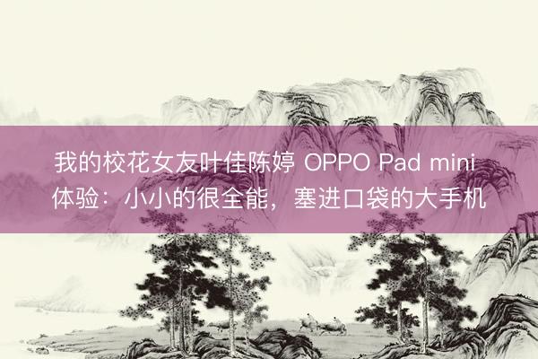 我的校花女友叶佳陈婷 OPPO Pad mini 体验：小小的很全能，塞进口袋的大手机