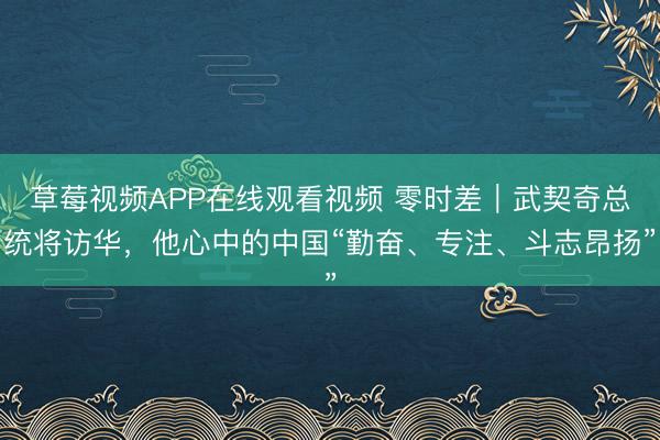 草莓视频APP在线观看视频 零时差｜武契奇总统将访华，他心中的中国“勤奋、专注、斗志昂扬”