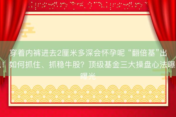 穿着内裤进去2厘米多深会怀孕呢 “翻倍基”出现！如何抓住、抓稳牛股？顶级基金三大操盘心法曝光