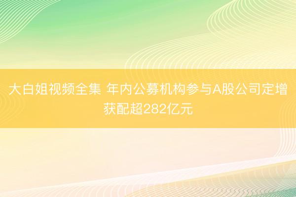 大白姐视频全集 年内公募机构参与A股公司定增获配超282亿元