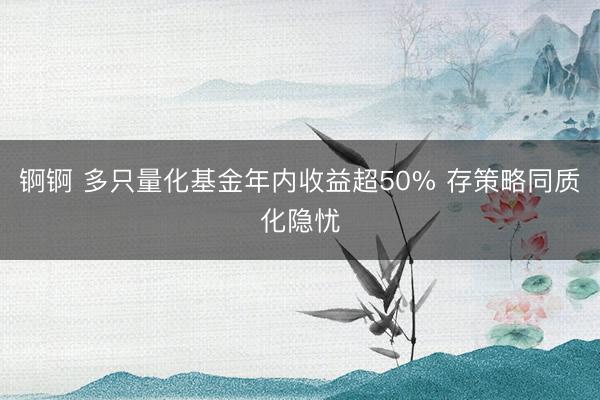 锕锕 多只量化基金年内收益超50% 存策略同质化隐忧