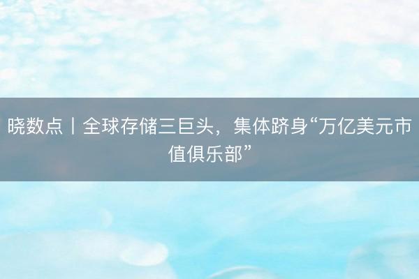 晓数点丨全球存储三巨头，集体跻身“万亿美元市值俱乐部”