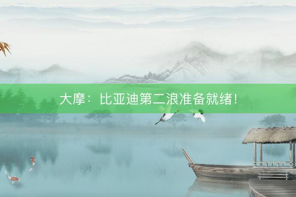 大摩：比亚迪第二浪准备就绪！