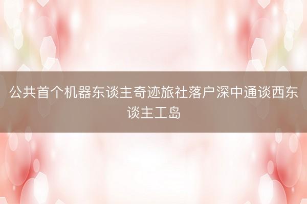 公共首个机器东谈主奇迹旅社落户深中通谈西东谈主工岛