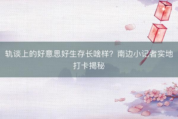 轨谈上的好意思好生存长啥样？南边小记者实地打卡揭秘