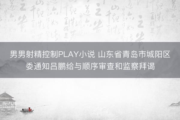 男男射精控制PLAY小说 山东省青岛市城阳区委通知吕鹏给与顺序审查和监察拜谒