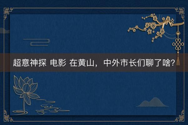 超意神探 电影 在黄山，中外市长们聊了啥？