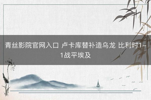 青丝影院官网入口 卢卡库替补造乌龙 比利时1-1战平埃及