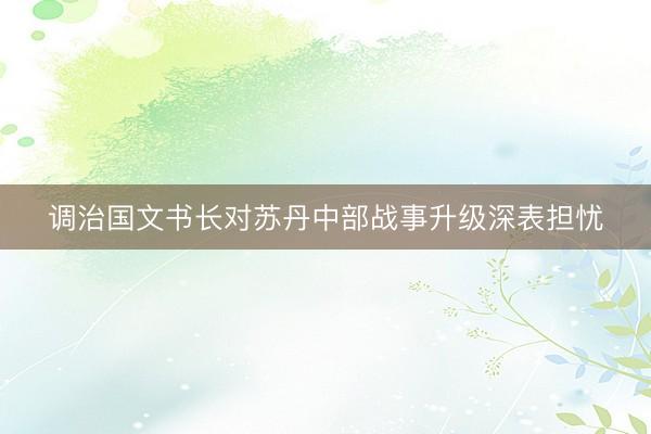 调治国文书长对苏丹中部战事升级深表担忧