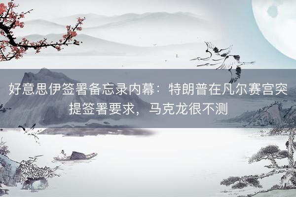 好意思伊签署备忘录内幕：特朗普在凡尔赛宫突提签署要求，马克龙很不测